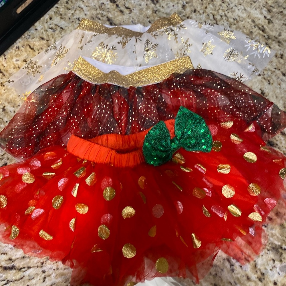 Baby Girl 3 Pc Bundle Christmas Holiday Tulle Tutu Skirts 3-6 Months